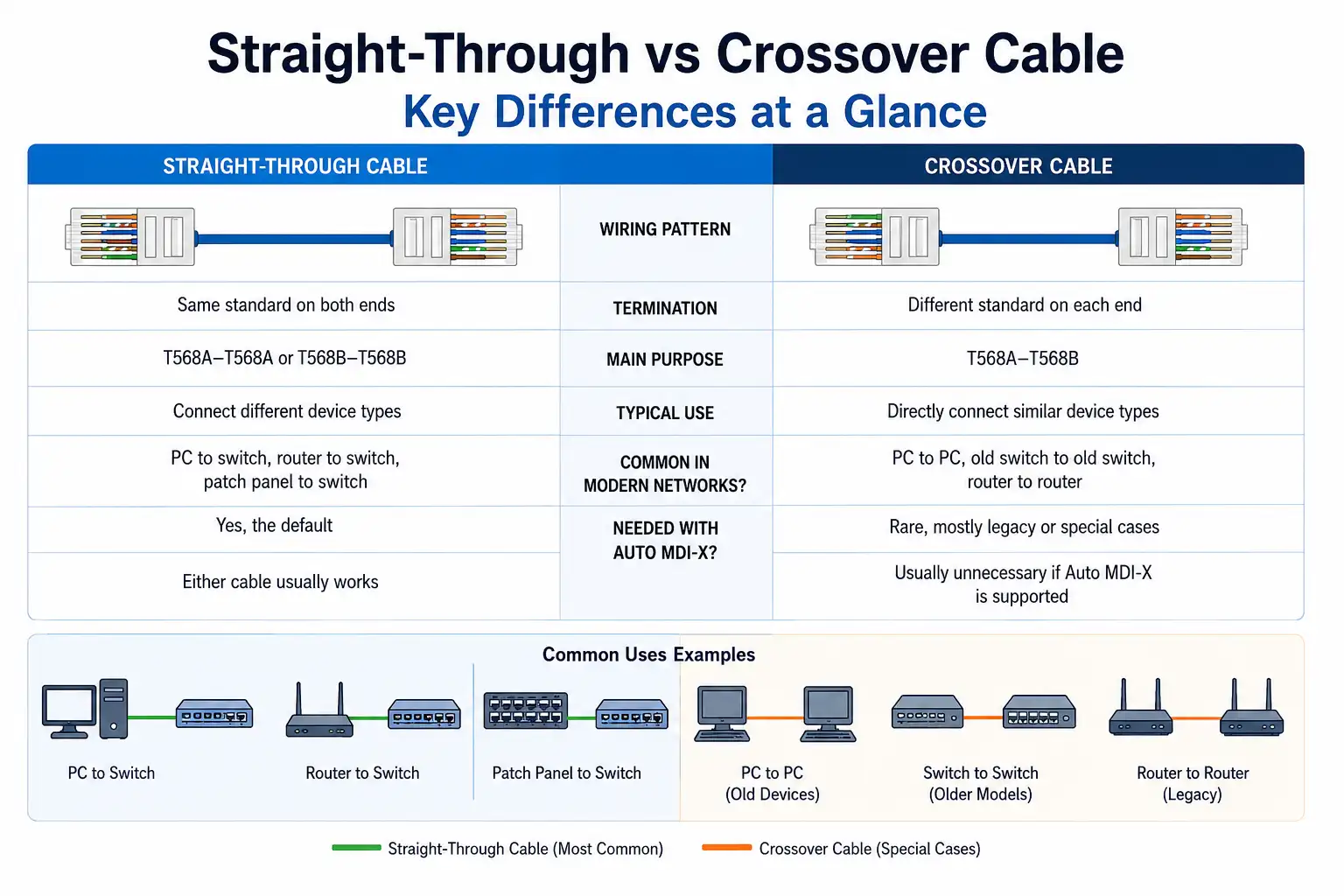 Lurus-Melalui vs Kabel Crossover: Mana Yang Perlu Digunakan?