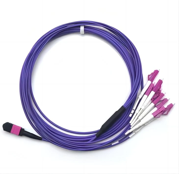 3. 0 mm polarity b 12f mpo mtp -8 lc multimode harness fanout om4 voilet plenum cabling