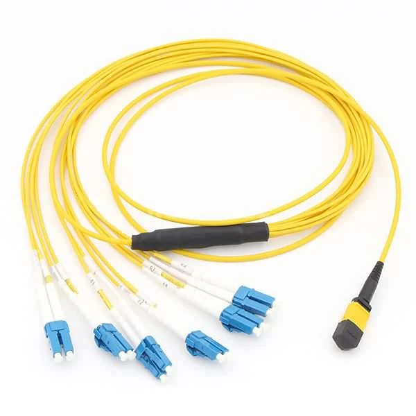 Kaedah B 3.0mm Low Loss MPO-12LC Hibrid Singlemode Yellow Patch Cord Cabling