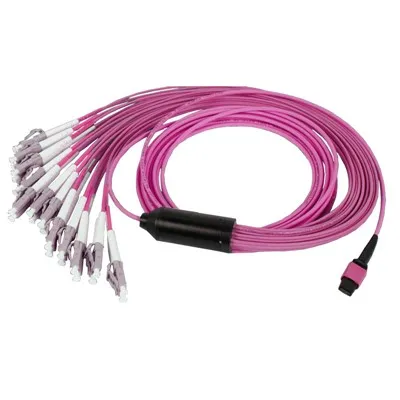 Kuning 12 Standard MPO-LC Fiber Optic Cable Digunakan untuk Sambungan Kaset Sambung